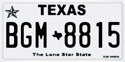 TX license plate BGM8815