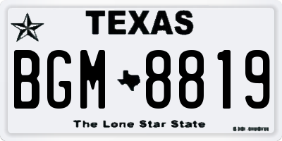TX license plate BGM8819