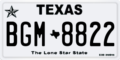 TX license plate BGM8822