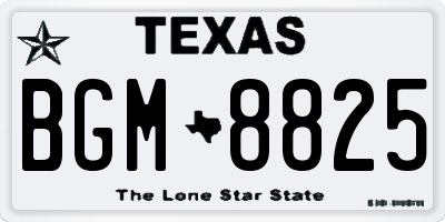 TX license plate BGM8825