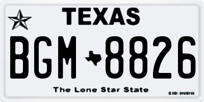 TX license plate BGM8826