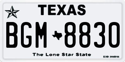TX license plate BGM8830