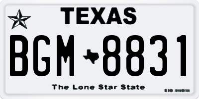 TX license plate BGM8831
