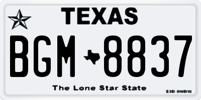 TX license plate BGM8837