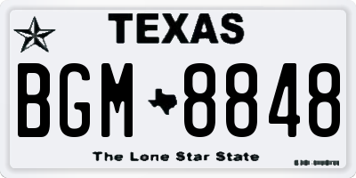 TX license plate BGM8848