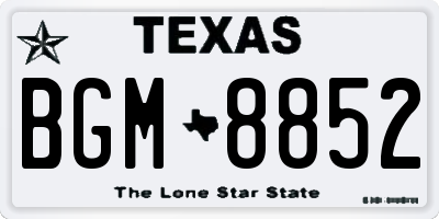 TX license plate BGM8852