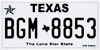 TX license plate BGM8853
