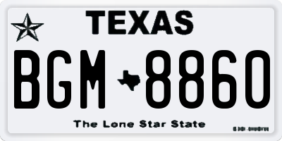 TX license plate BGM8860