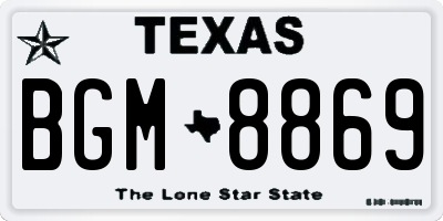 TX license plate BGM8869