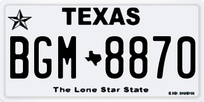 TX license plate BGM8870