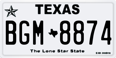 TX license plate BGM8874