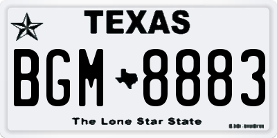 TX license plate BGM8883