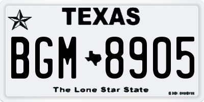 TX license plate BGM8905