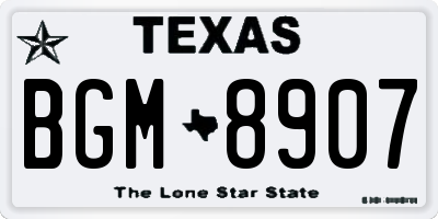 TX license plate BGM8907