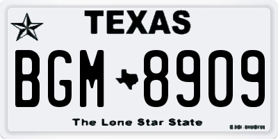 TX license plate BGM8909
