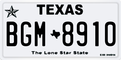 TX license plate BGM8910