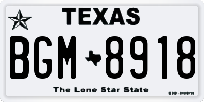 TX license plate BGM8918