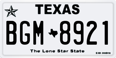 TX license plate BGM8921