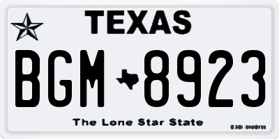 TX license plate BGM8923