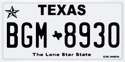 TX license plate BGM8930