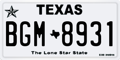 TX license plate BGM8931