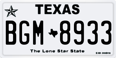 TX license plate BGM8933