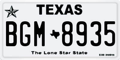 TX license plate BGM8935
