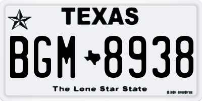 TX license plate BGM8938