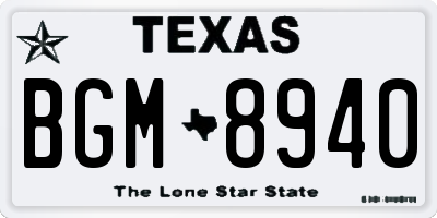 TX license plate BGM8940