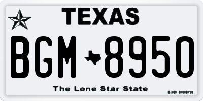 TX license plate BGM8950