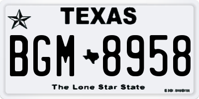 TX license plate BGM8958