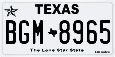 TX license plate BGM8965