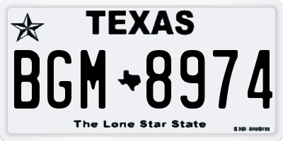 TX license plate BGM8974