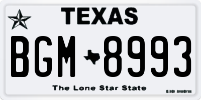 TX license plate BGM8993