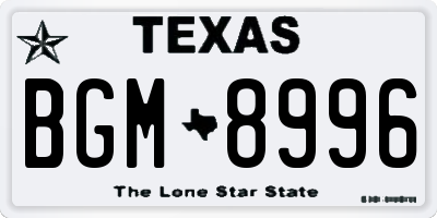 TX license plate BGM8996