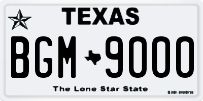 TX license plate BGM9000