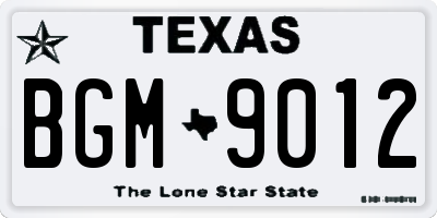 TX license plate BGM9012