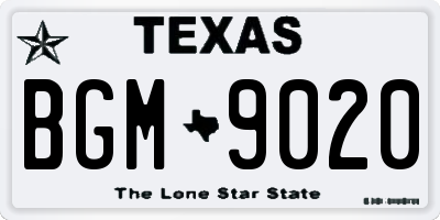 TX license plate BGM9020