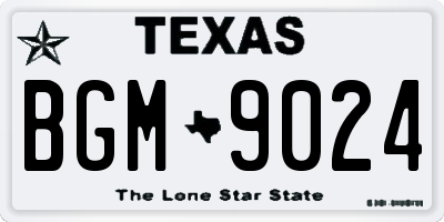 TX license plate BGM9024
