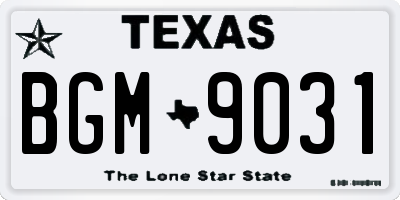 TX license plate BGM9031