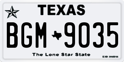TX license plate BGM9035