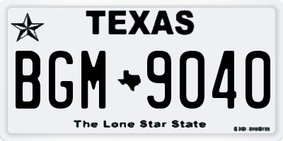 TX license plate BGM9040
