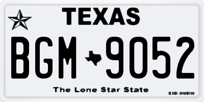 TX license plate BGM9052