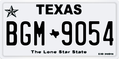 TX license plate BGM9054