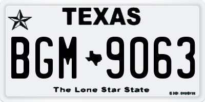 TX license plate BGM9063