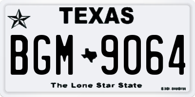 TX license plate BGM9064