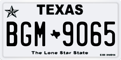 TX license plate BGM9065