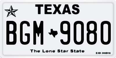 TX license plate BGM9080