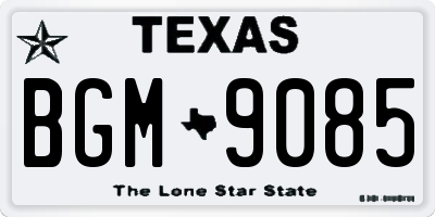 TX license plate BGM9085