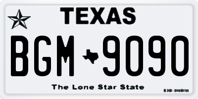 TX license plate BGM9090